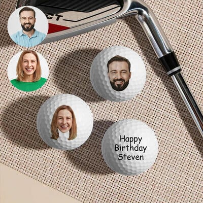 Personalized Golf Ball Set of 3 Customized Couple Photo and Vow Gift for Valentine's Day