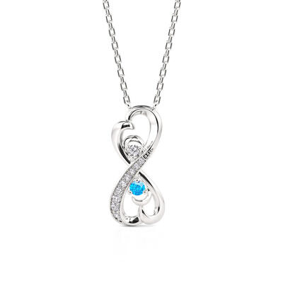 Jeulia Infinity Scroll Pattern Custom Birthstone Necklace