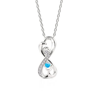 Jeulia Infinity Scroll Pattern Custom Birthstone Necklace