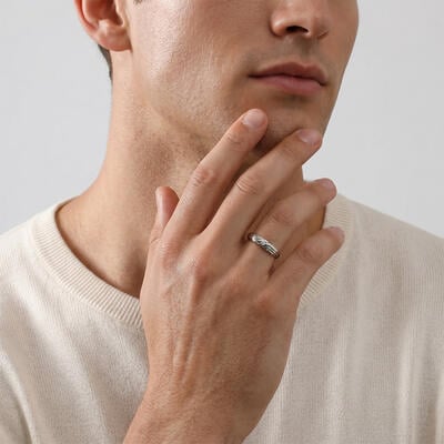 "Mon espoir, mon inspiration" Bague de mariage pour homme asymétrique