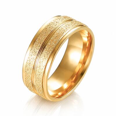 Jeulia Anillo para Hombre de Acero Inoxidable en Tono Dorado Amarillo con Superficie Mate