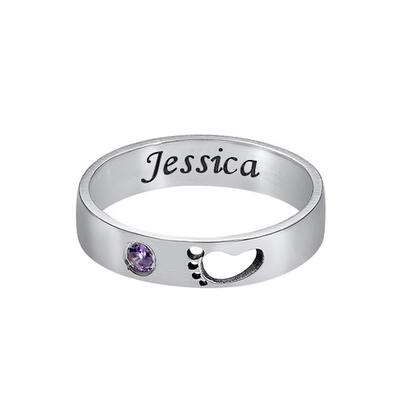 Jeulia Baby Feet with Inner Engraving Ring