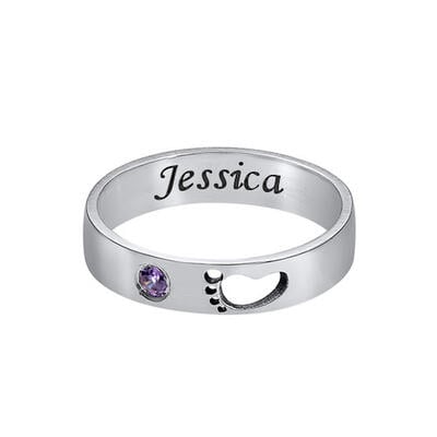 Jeulia Baby Feet with Inner Engraving Ring