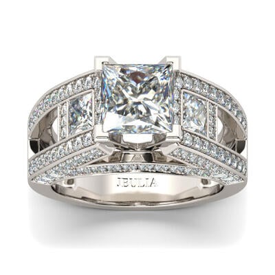 Jeulia Cathedral Princess Cut Sterling Silver Women's Ring