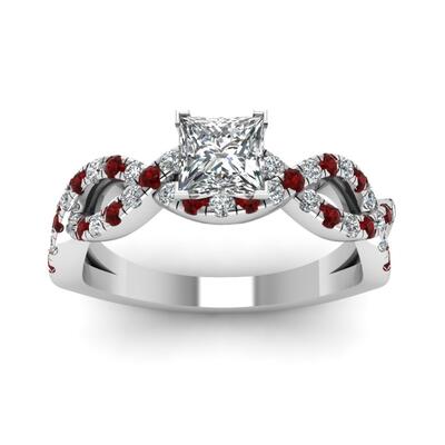 Jeulia Twist Princess Cut Sterling Silver Ring