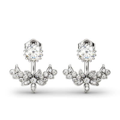 Jeulia Vintage Flower Sterling Silver Ear Jackets