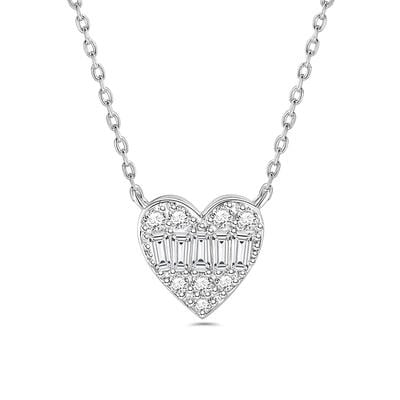 Jeulia "Pure Love" Heart Shaped Sterling Silver Necklace