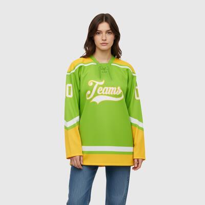 Custom Neon Green Hockey Lace Neck Mesh Squad Jersey