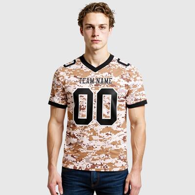 Custom Football Jersey Camo Black-White 3D Pattern Salute To Service Mesh Authentic