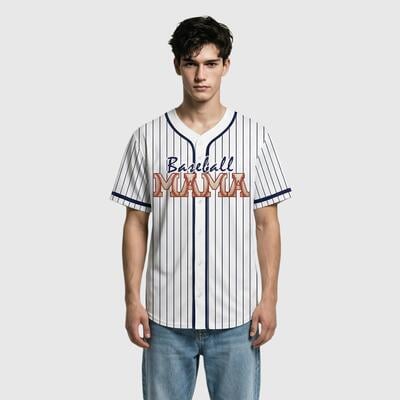 Custom Pinstripe Baseball Mom Jersey - Personalized Name and Number