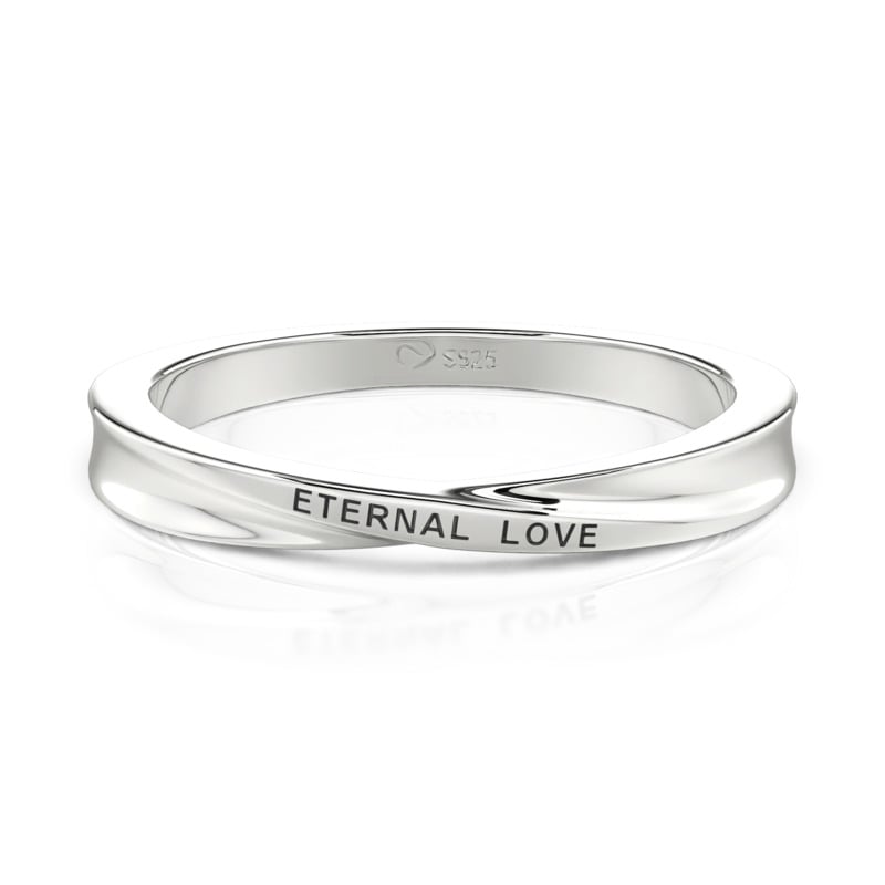 Jeulia Twist Engraved Men's Wedding Band Sterling Silver
