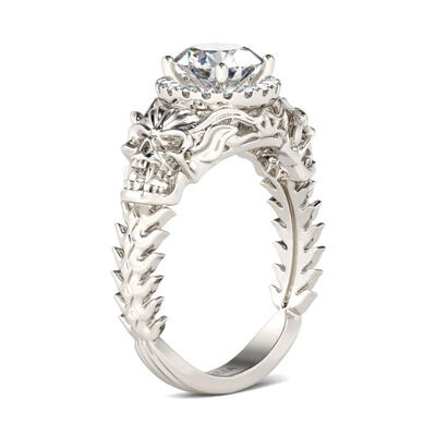 Jeulia Anillo Con Forma De Llama Vintage De Caravera De Talla Redonda En Plata De Ley