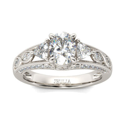 Jeulia Vintage Milgrain Oval Cut Sterling Silver Ring