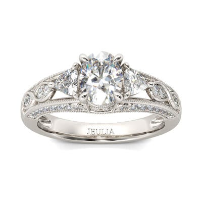 Jeulia Vintage Milgrain Oval Cut Sterling Silver Ring