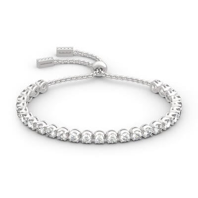 Jeulia Classic Round Cut Sterling Silver Bolo Tennis Bracelet
