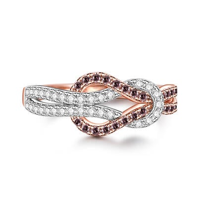 Jeulia Anillo de Mujer de Plata de Ley con Diseño de Nudo