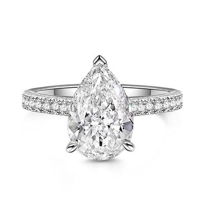Jeulia Pear Cut Sterling Silver Engagement Ring