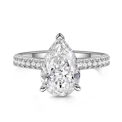 Jeulia Pear Cut Sterling Silver Engagement Ring