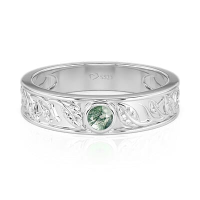 Jeulia Leaf Moss Agate Wedding Ring for Men