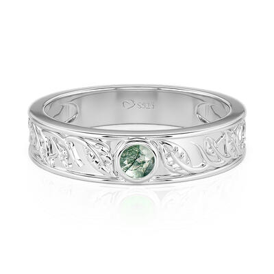 Jeulia Leaf Moss Agate Wedding Ring for Men