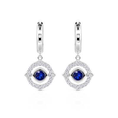 Jeulia Custom Birthstone Halo Setting Contour Hoop Earrings