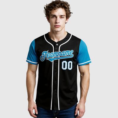 Custom Black Panther Blue Two Tone Baseball Jersey with Personalized Number and Logo for Games Practices and Fan Events
