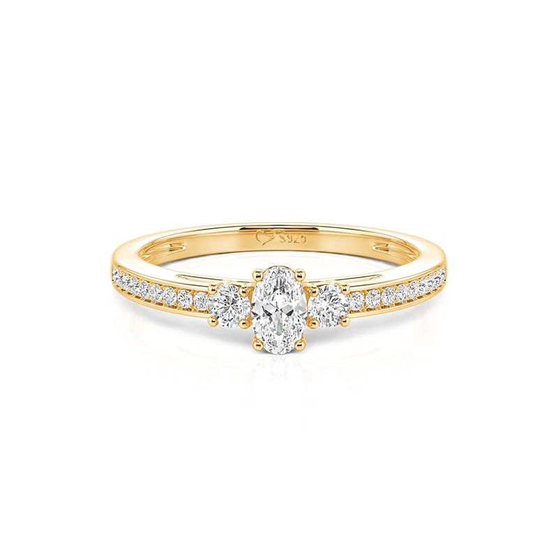 Jeulia Anillo Promesa Minimalista Tres Piedras Ovalado