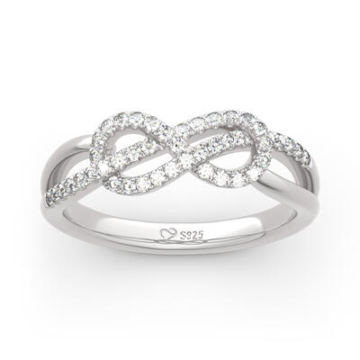 Jeulia Infinity Knot Design Sterling Silver Band