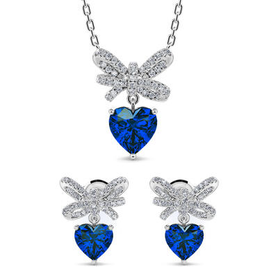 Jeulia Schleifenknoten Liebesherz Sterling Silber Schmuck Set