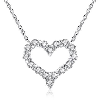Jeulia Simple Heart-shaped Round Cut Sterling Silver Necklace