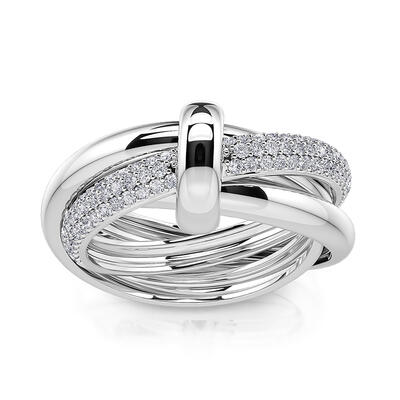 Jeulia Triple Link Knot Sterling Silver Ring