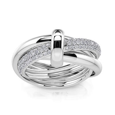 Jeulia Triple Link Knot Sterling Silver Ring