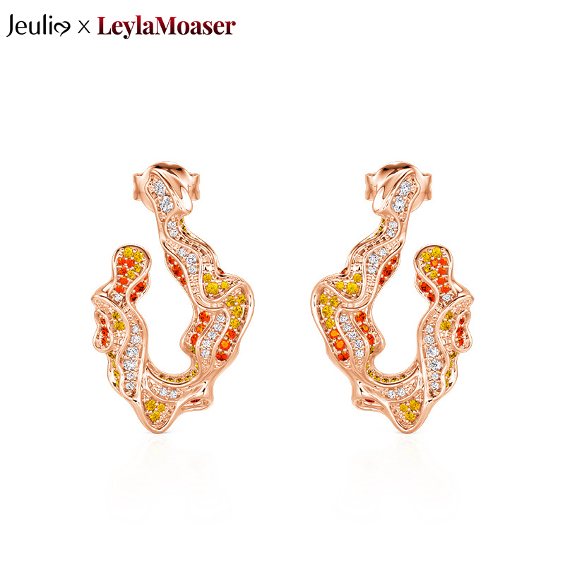 Jeulia x Leyla Sonnenuntergang Wüste Roségold Unregelmäßige Tropfen Ohrringe Sterling Silber