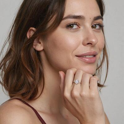 "The Love We Share" Pear Cut Cluster Side Stone Engagement Ring