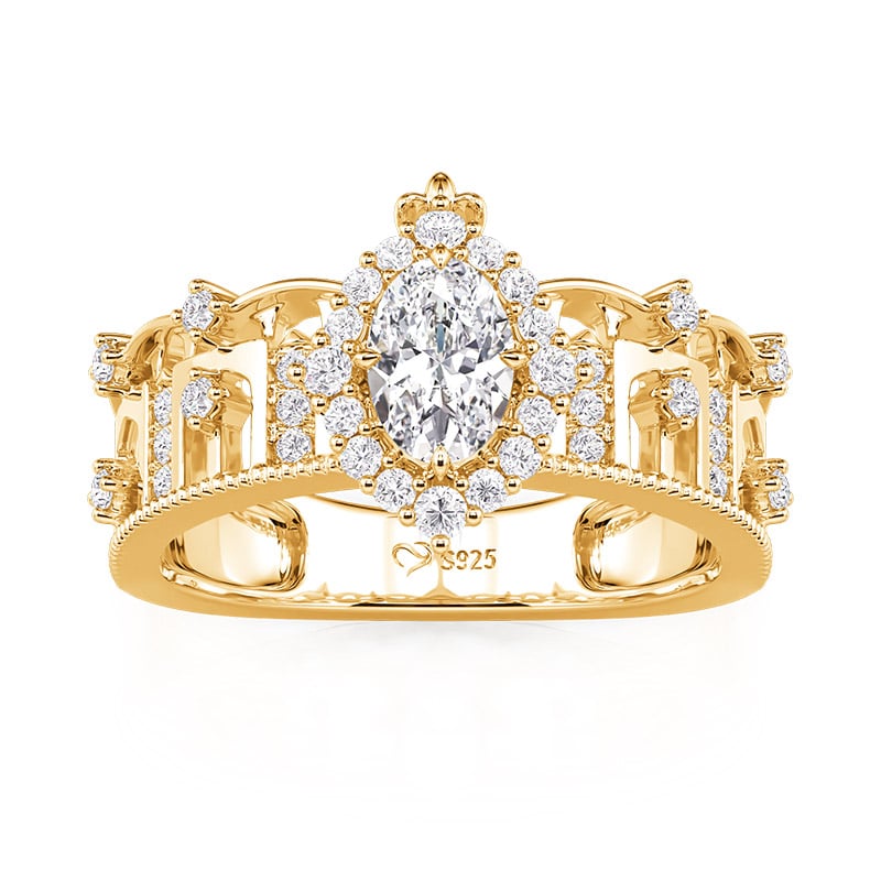 Jeulia Alhambra Inspired Oval Architectural Engagement Ring