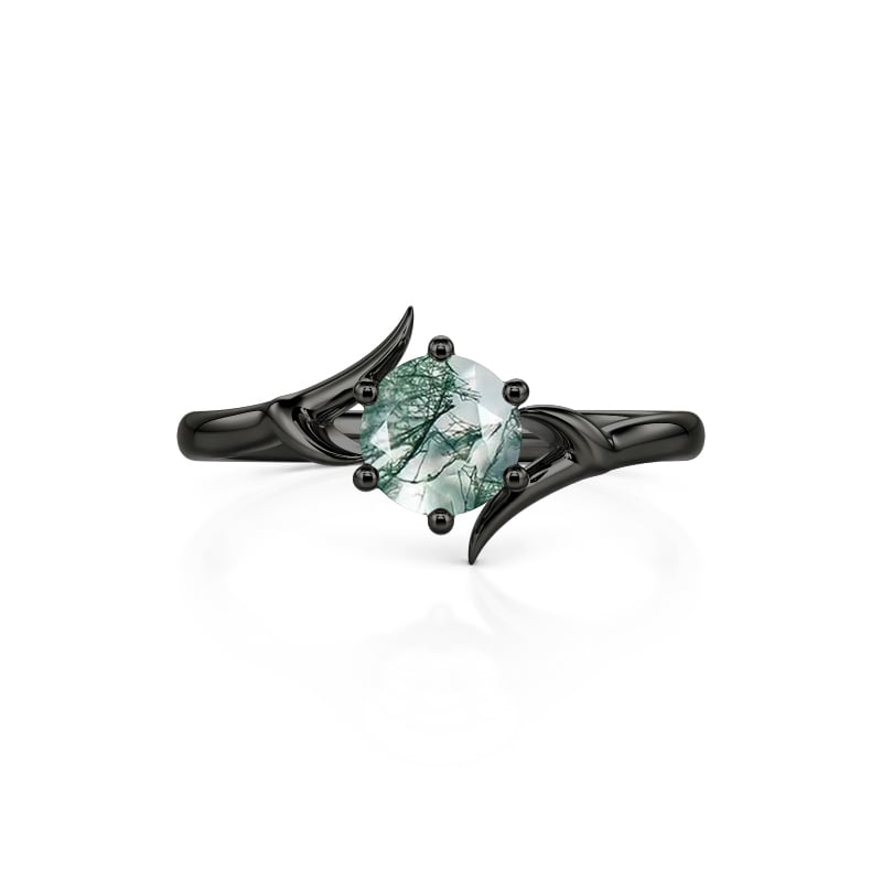 Jeulia Bypass Gothic Thorn Moss Agate Engagement Ring