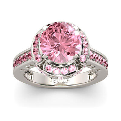 Jeulia Halo Large Stone Round Cut Sterling Silver Ring