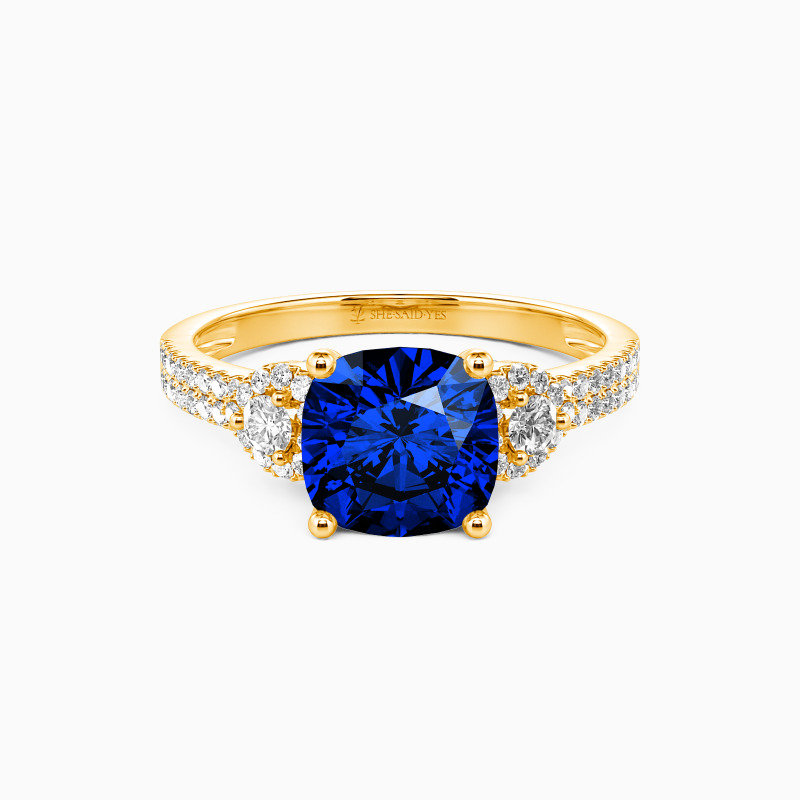 "Grow Old with Me" 2ct Cushion Cut Side Stone Engagement Ring