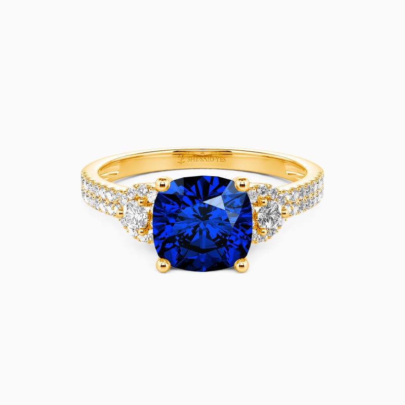 "Grow Old with Me" 2ct Cushion Cut Side Stone Engagement Ring