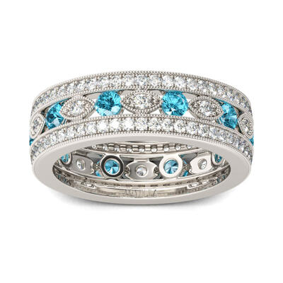 Jeulia Milgrain Round Cut Sterling Silver Women's Band