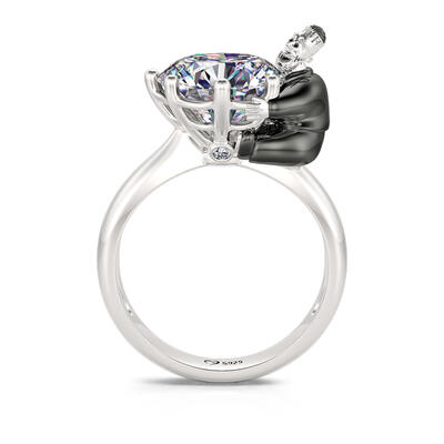 Jeulia Hug Me "Oversized Man" Round Cut Sterling Silver Ring