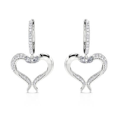 Jeulia "Fishes Dance" Heart-Shaped Sterling Silver Earrings