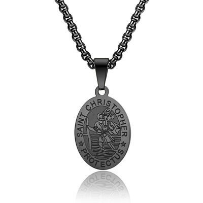 Jeulia Saint Christopher Men's Stainless Steel Necklace