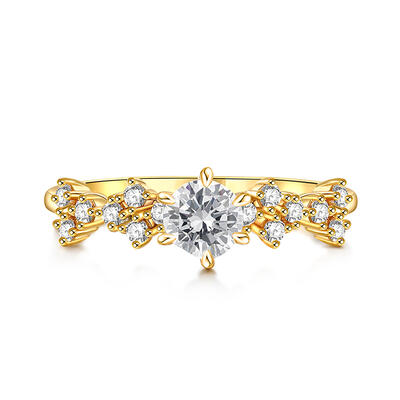 Jeulia Simple Engagement Ring Cluster Gold Sterling Silver