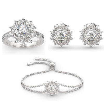 Jeulia Conjunto de joyas de plata 925 con copo de nieve