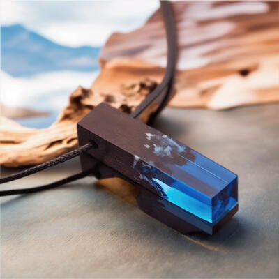 Reslol Unique Handmade Minimalist Aurora Glow Resin Necklace for Couples