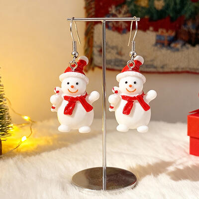 Adorable Christmas Resin Snowman Earrings for Ladies