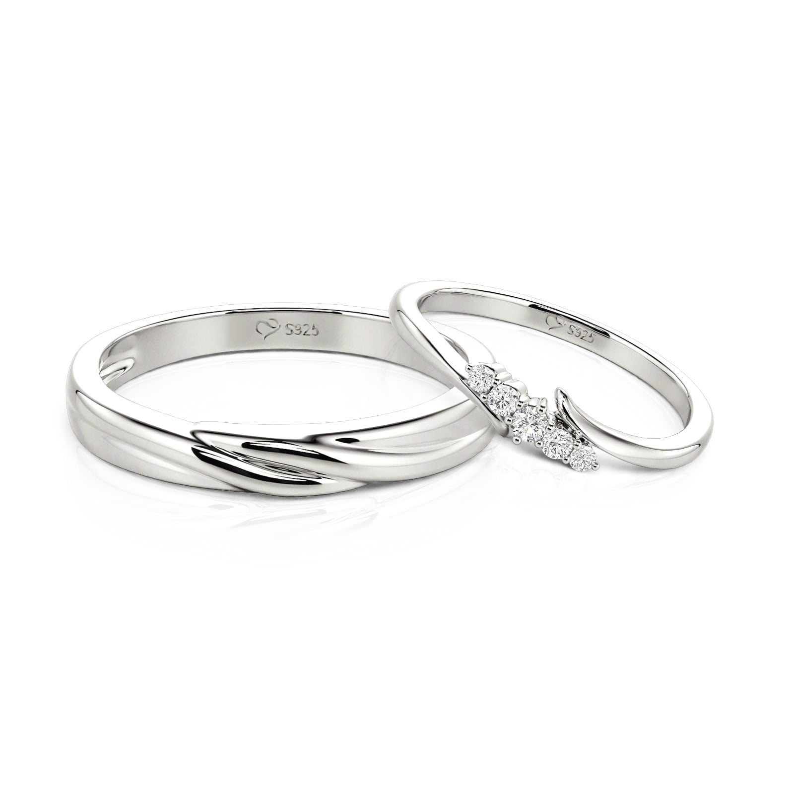 Jeulia Argolla Personalizada Onda Pareja Conjunto 10K/14K/18K Oro Platino