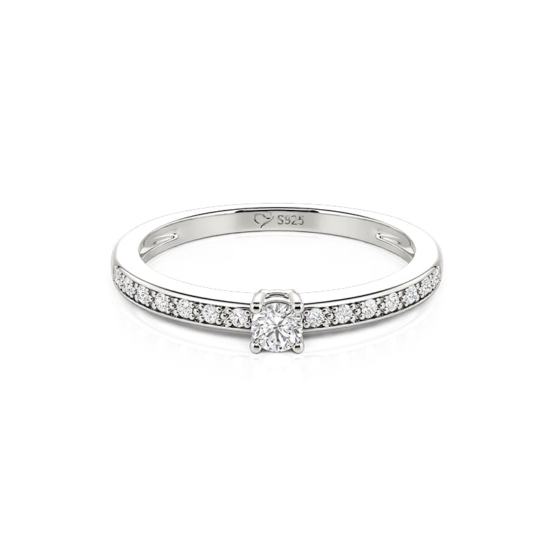 Jeulia Minimalist Round Cut Pave Promise Ring Sterling Silver