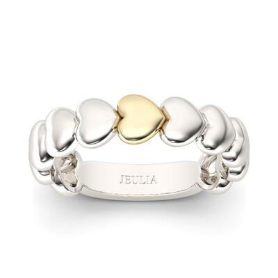 Jeulia Two Tone Heart Shape Sterling Silver Women's Band